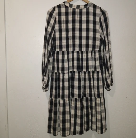 ANTHRO' MAEVE Amber Plaid Tiered Tunic Dress - Picture 7 of 9